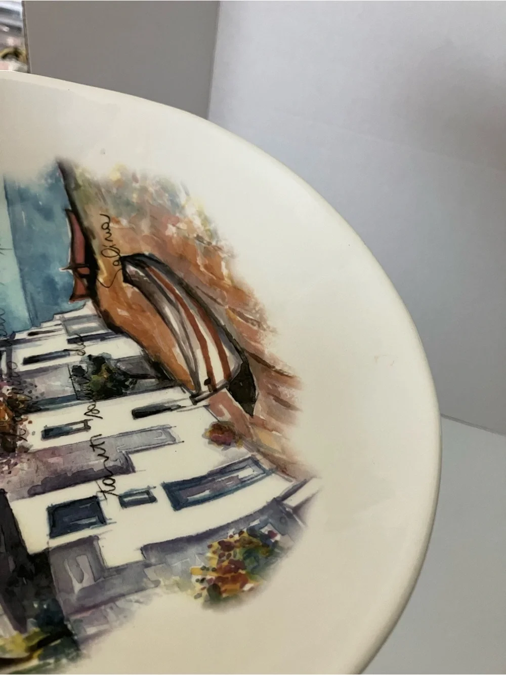 Ceramics Cuore “Seaside Village” Postcard Pasta Serving Bowl